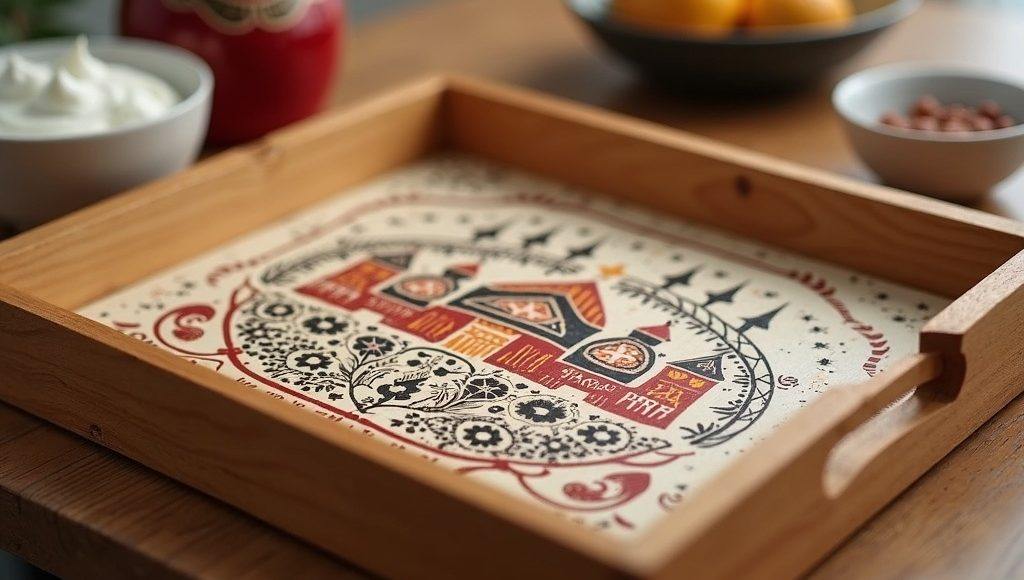 Узнайте, как УФ-печать на деревянных подносах с защитным лаком создаёт яркие, долговечные изображения. Технология, преимущества и полный цикл производства в СПб.